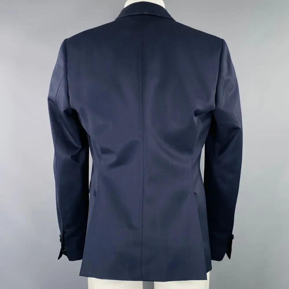 BURBERRY PRORSUM Size 40 Navy Blue Virgin Wool Tuxedo Sport Coat